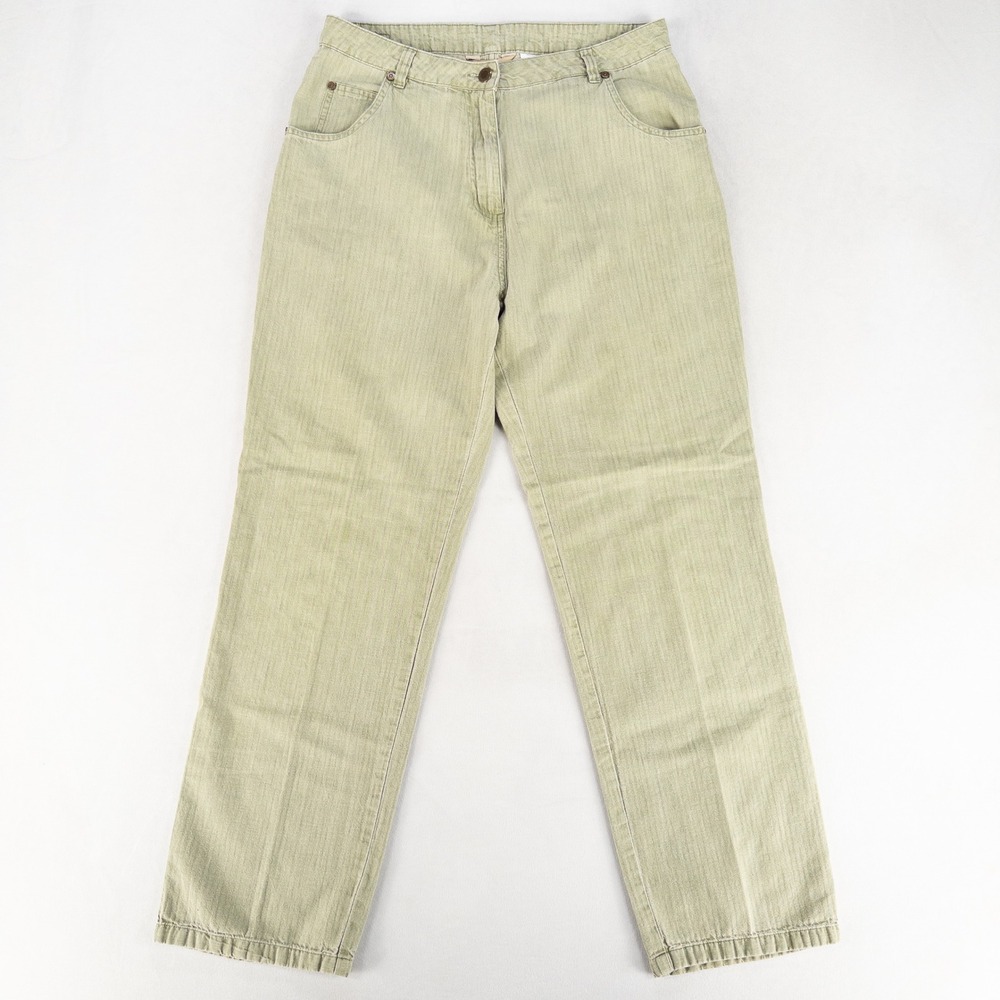 Woolrich Womens Pants 12 Sage Green Straight Leg High Rise Utility Hemp Blend